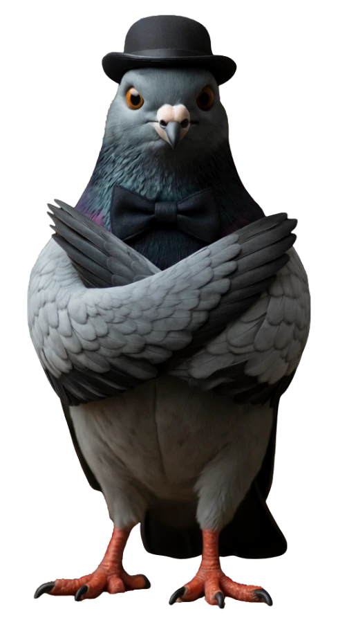 Pigeon with crossed arms